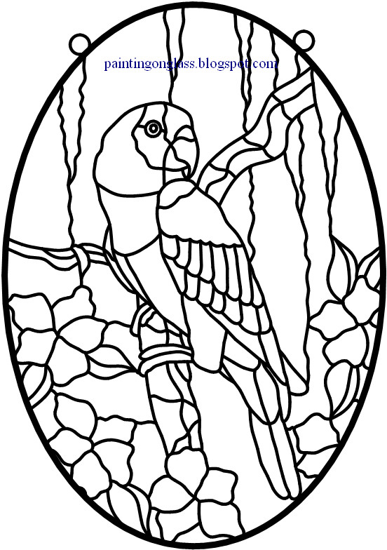 Painting on glass stained glass amazon parrot pattern