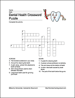 Dental health word search printables