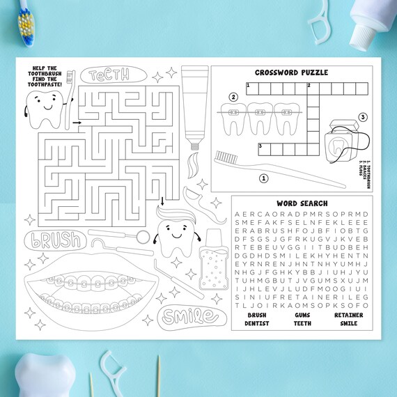 Dentist coloring page dentist activity page digital printable dentist coloring page for kids
