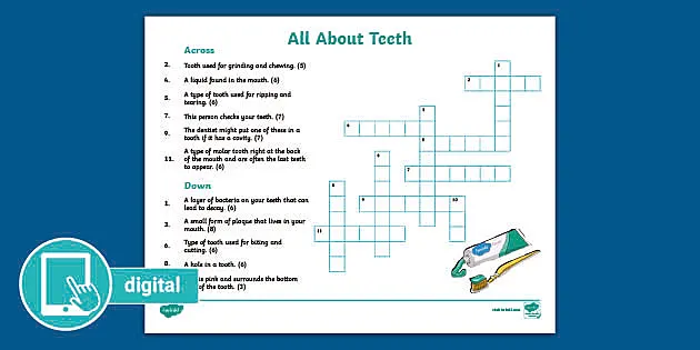 All about teeth crossword teacher made