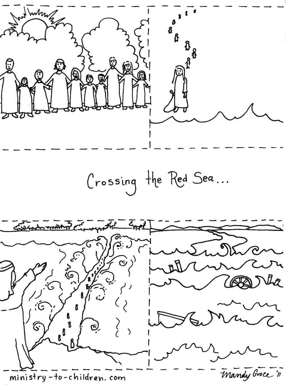 Moses parted the red sea coloring pages