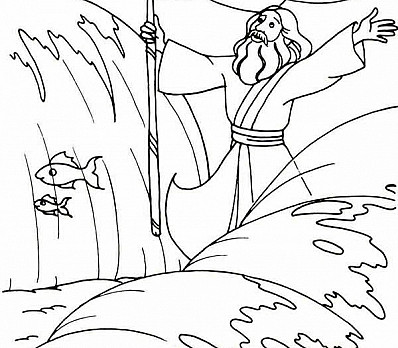 Coloring page moses parts the red sea passover haggadah by the sikowitz family