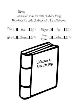 Parts of a book color page by living the dream tpt