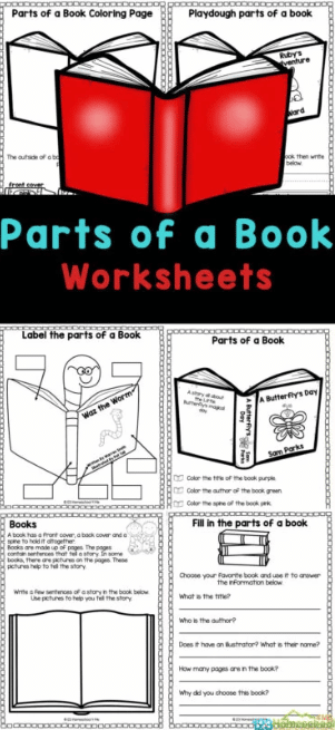 Parts of a book worksheets free homeschool deals