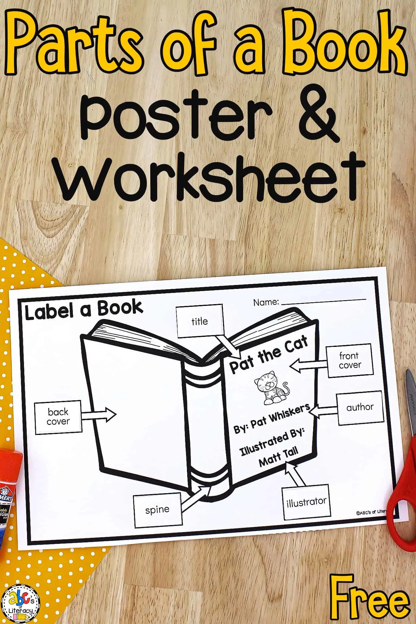 Parts of a book poster worksheet free printables