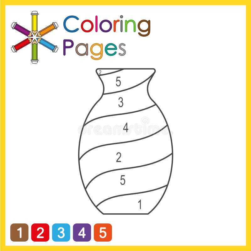 Coloring page for kids color the parts of the object according to numbers color by numbers stock illustration