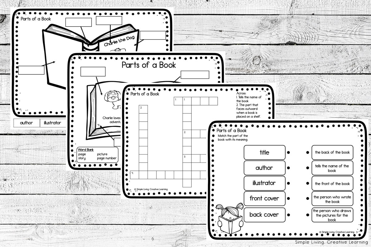 Parts of a book printables