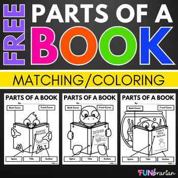 Parts of a book coloring and matching library skills parts of a book library skills books