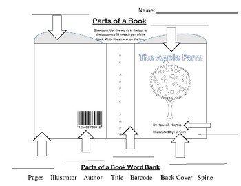 Parts of a book coloring sheet and work sheet pre k