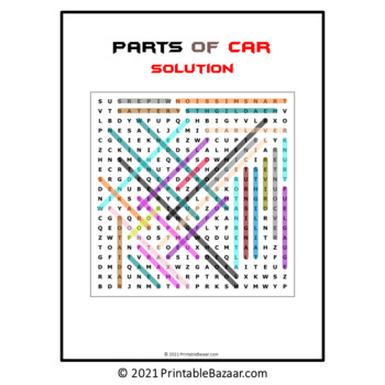 Parts of car word search puzzle