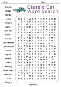 Printable car word search