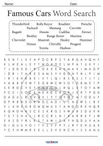 Printable car word search