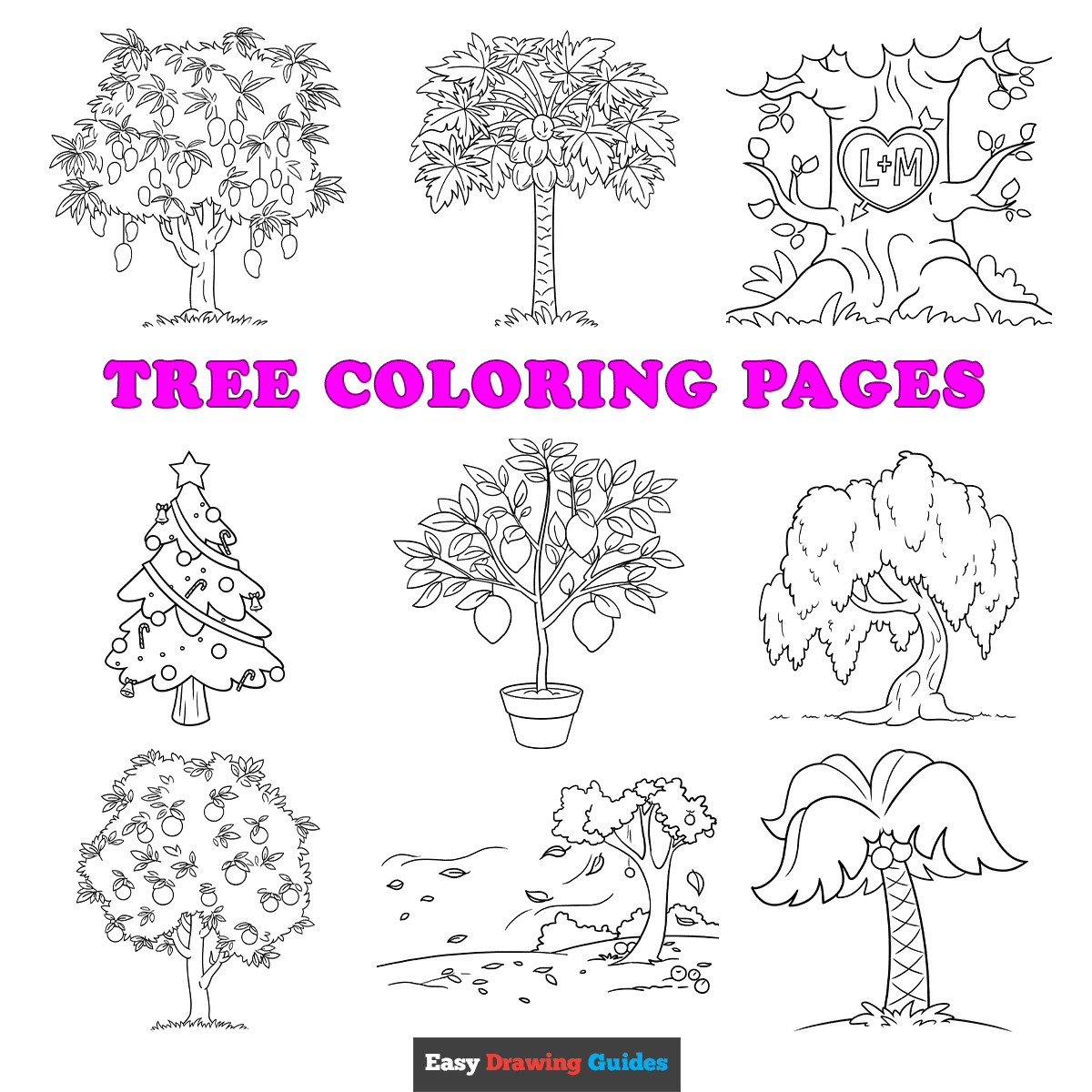 Free printable tree coloring pages for kids