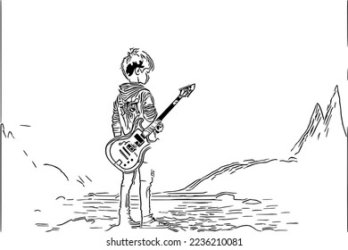 Guitar coloring page stock photos and pictures