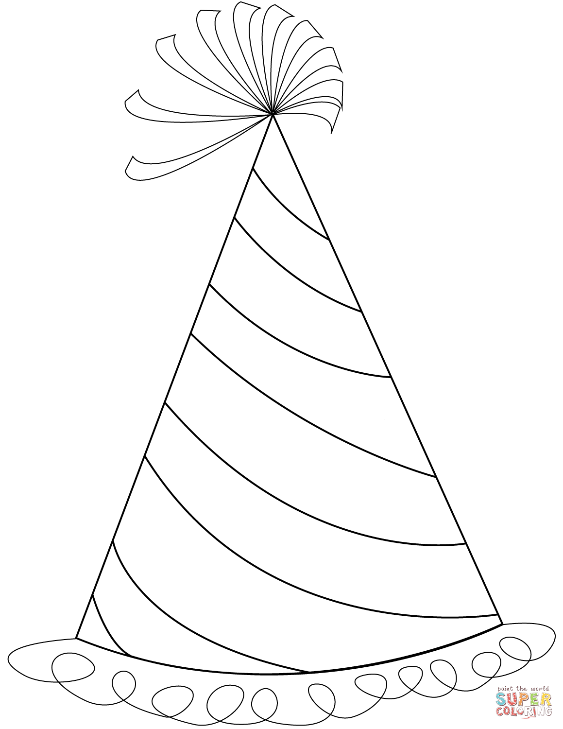 Happy birthday party hat coloring page free printable coloring pages