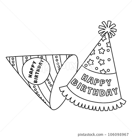 Birthday party hats isolated coloring page