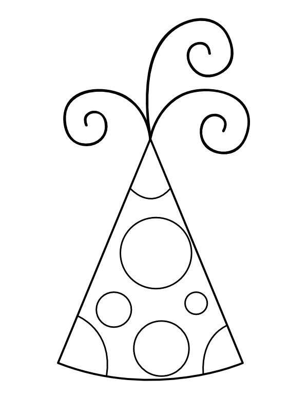 Printable polka dot party hat coloring page