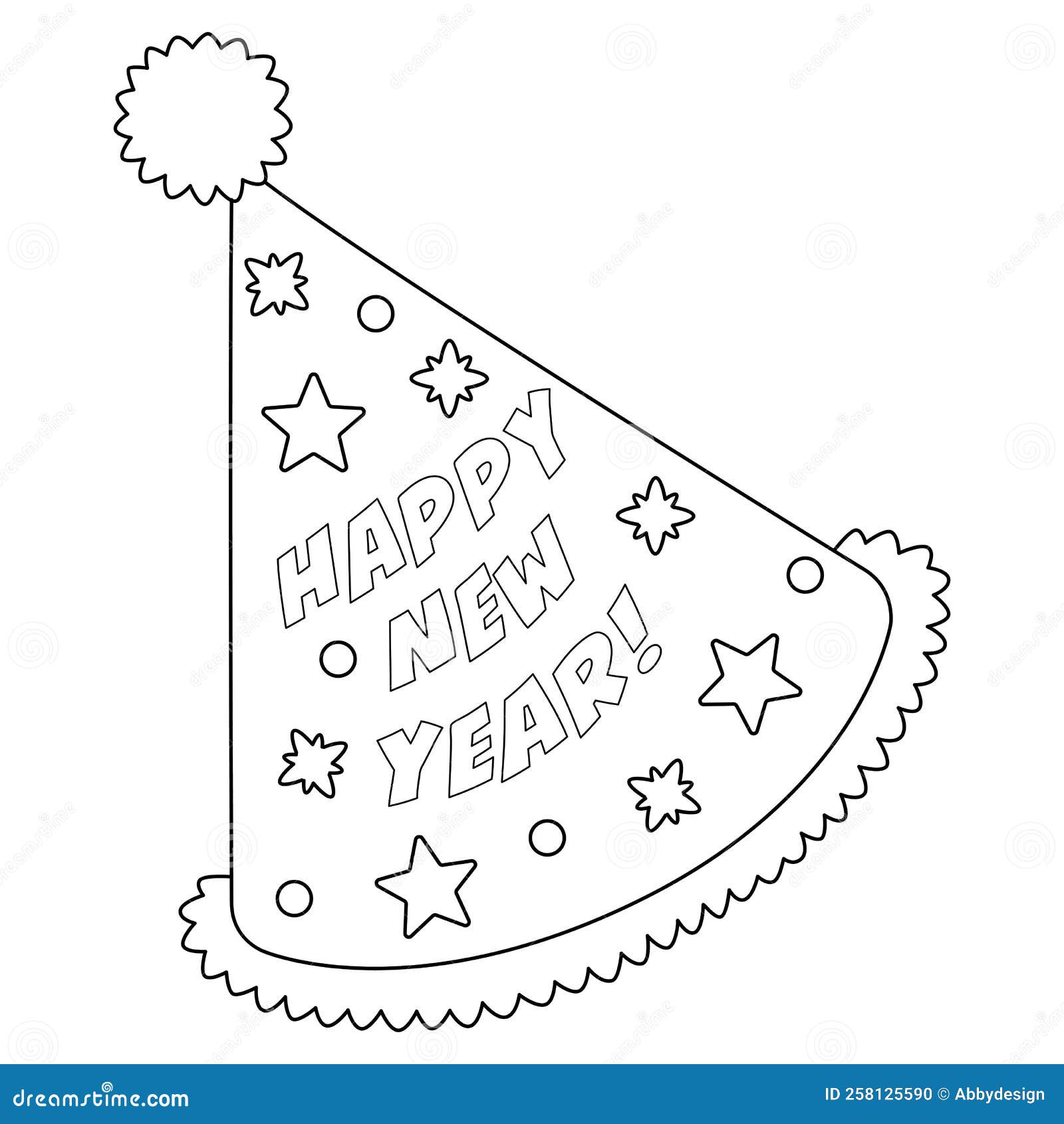 New years eve party hat isolated coloring page stock vector