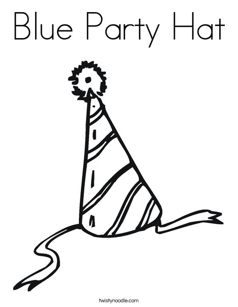 Blue party hat coloring page