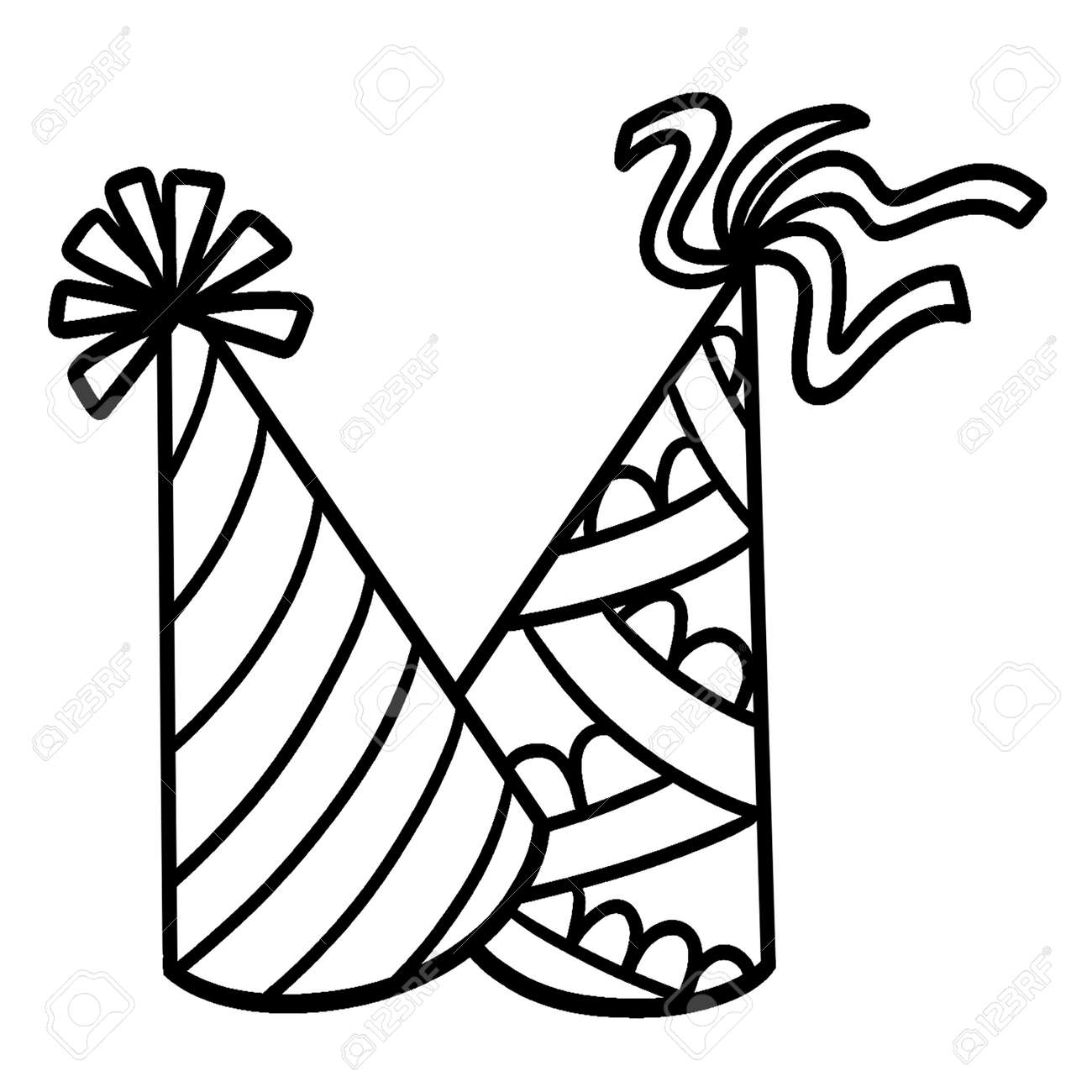 New year party hat isolated coloring page for kids royalty free svg cliparts vectors and stock illustration image