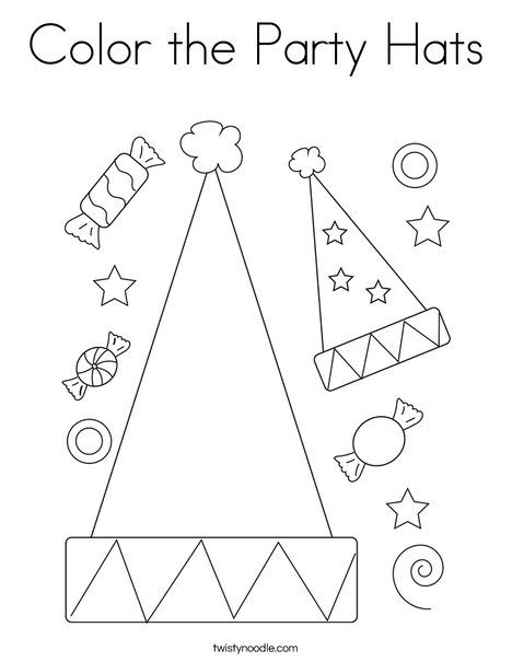 Color the party hats coloring page