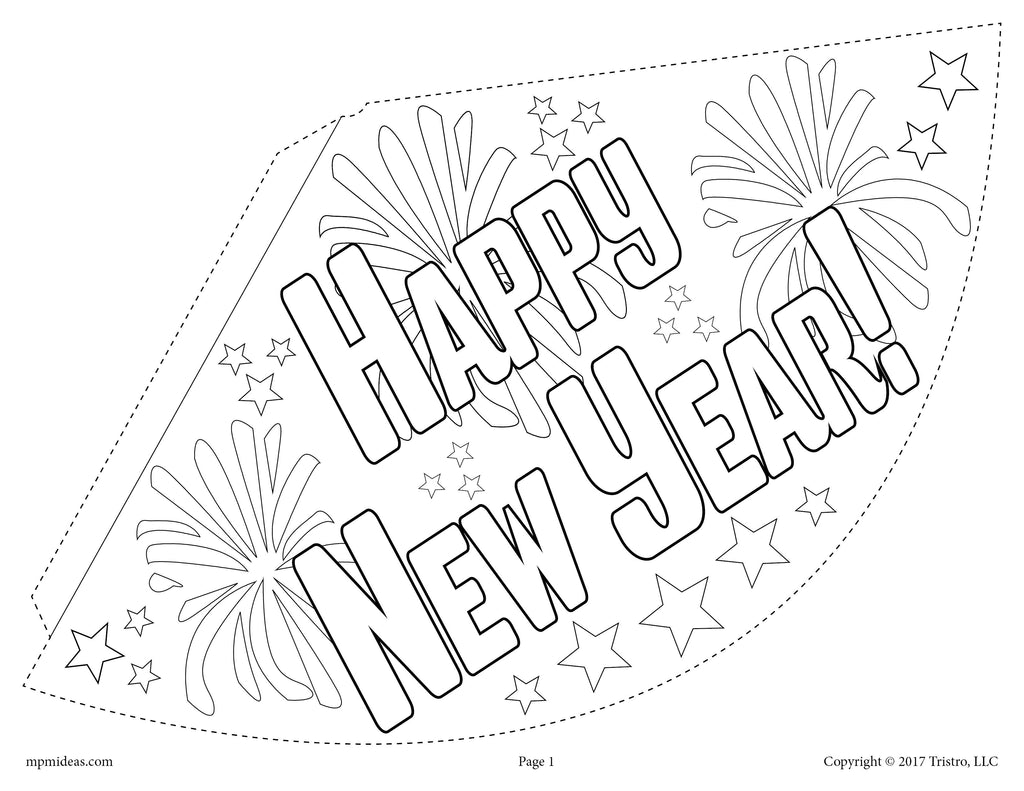 Printable new years party hat activity craft