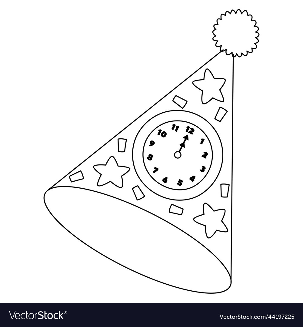 New years eve party hat isolated coloring page vector image