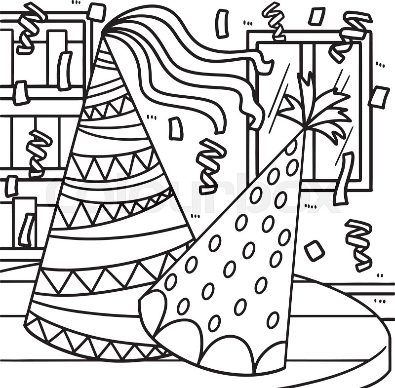 New year party hat coloring page for kids stock vector