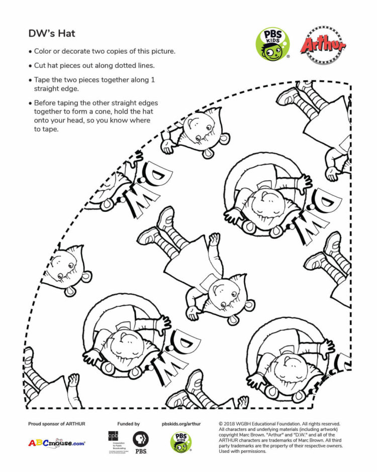 Dw party hat kids coloring pages kids for parents