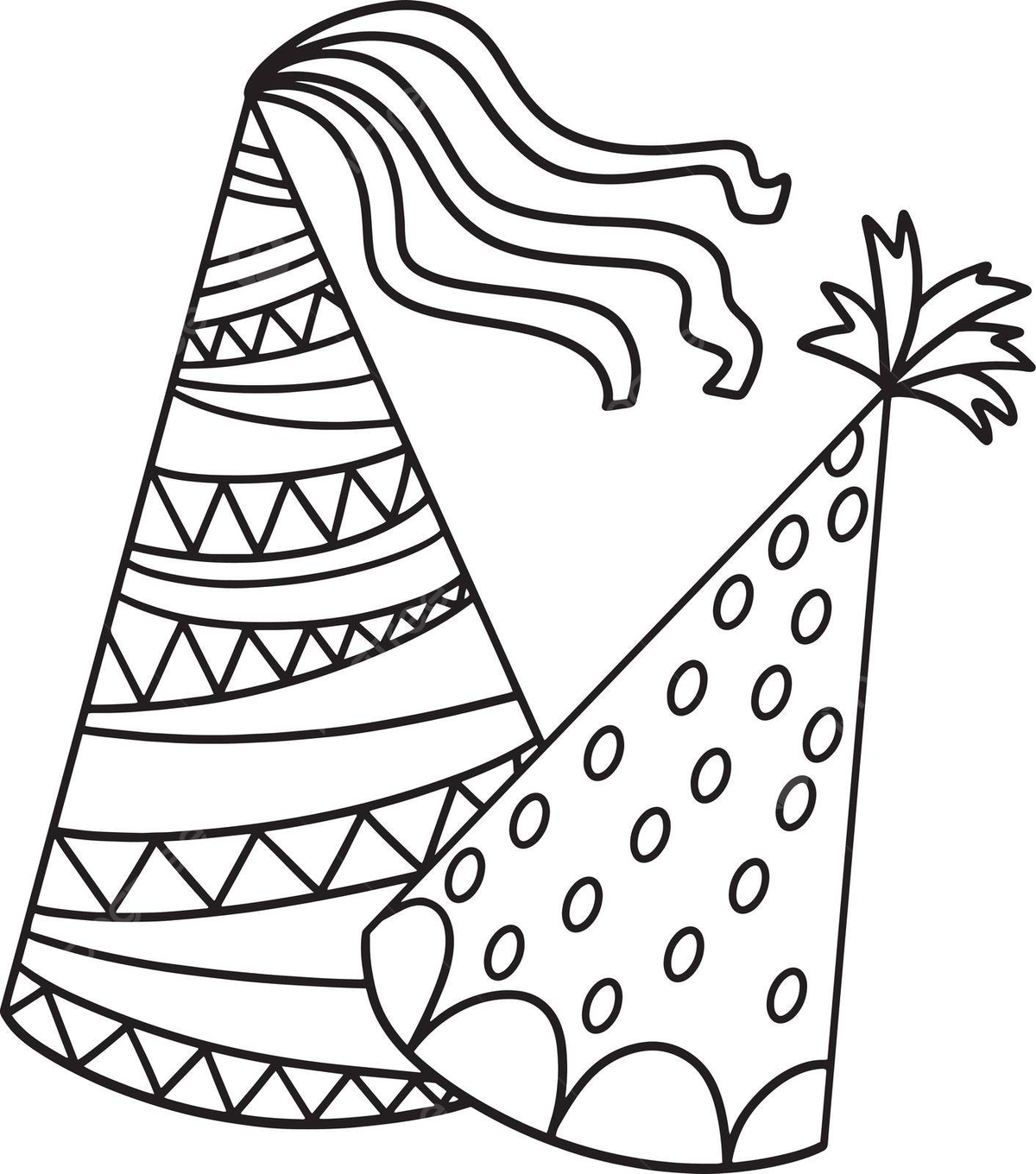 Coloring page of an isolated new years party hat for kids vector hat drawing party drawing ring drawing png and vector with transparent background for free download