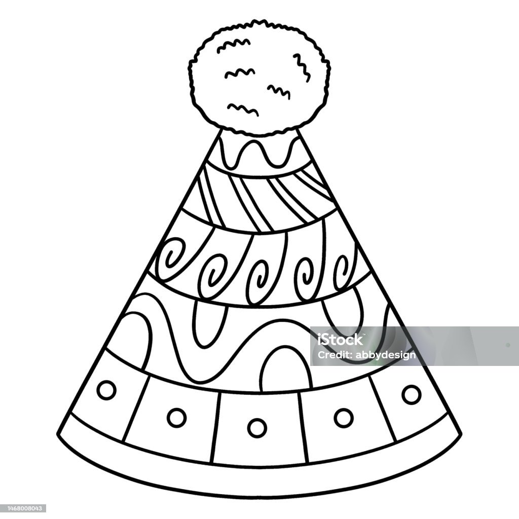 Birthday party hat isolated coloring page for kids stock illustration