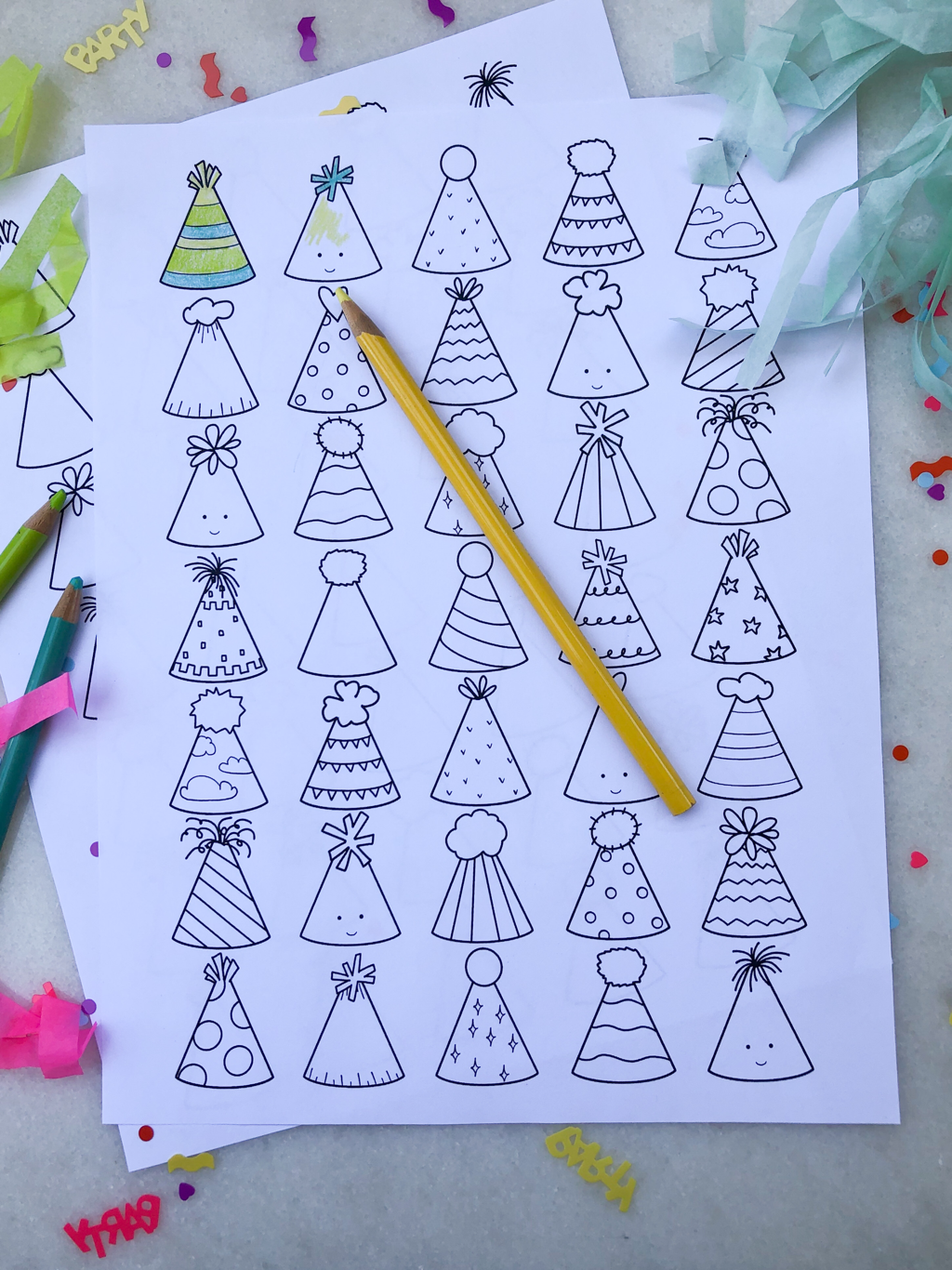 Free party hat coloring pages