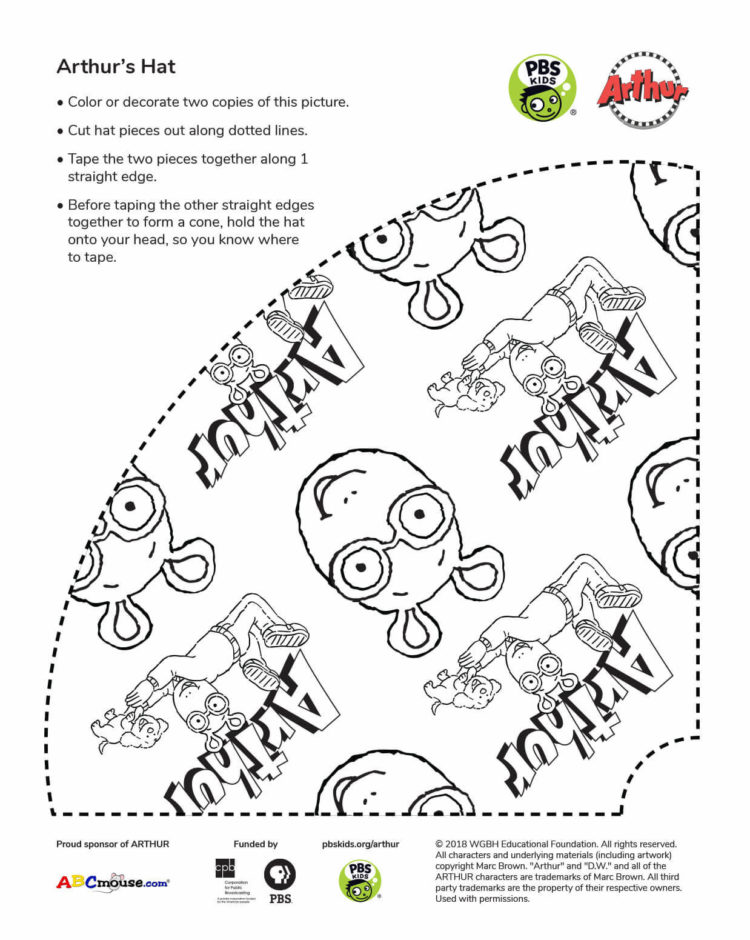 Arthur party hat kids coloring pages kids for parents