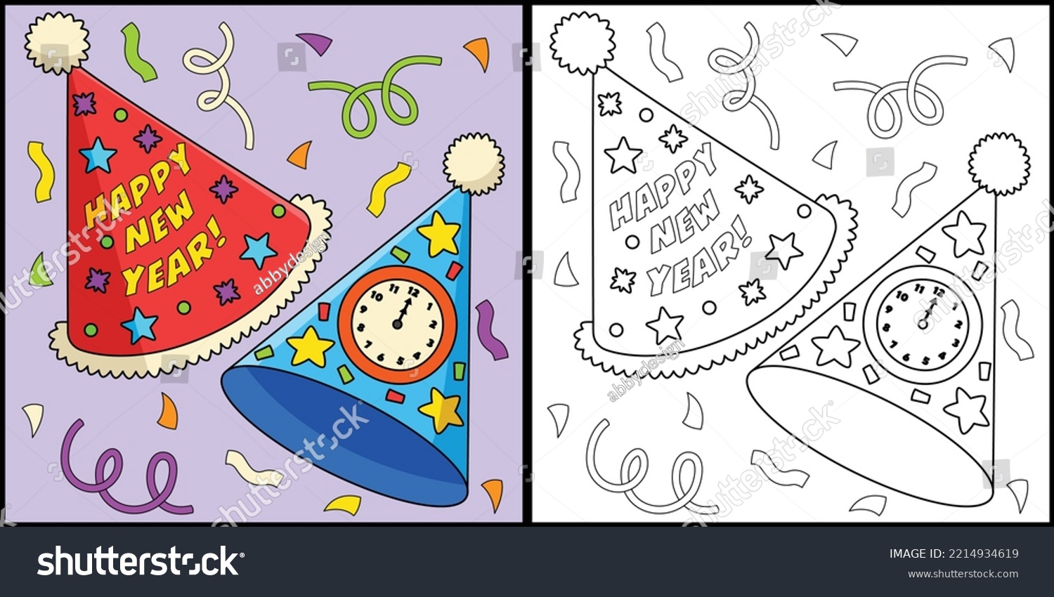 New years eve party hat coloring stock vector royalty free