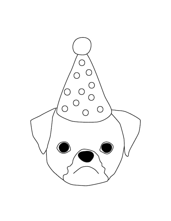 Birthday puppy dog in hats coloring pages new puppies