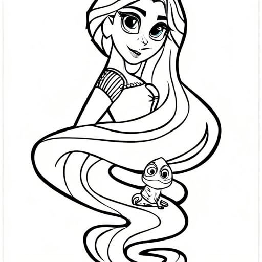 Coloring fun with rapunzel and pascal disney cartoon characters