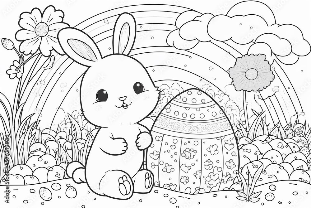 Desenho para colorir tema coelhinho da pascoa illustration