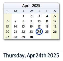 April calendar with holidays count down