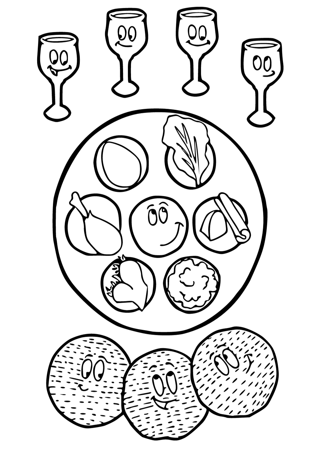 Free printable passover food coloring page for adults and kids