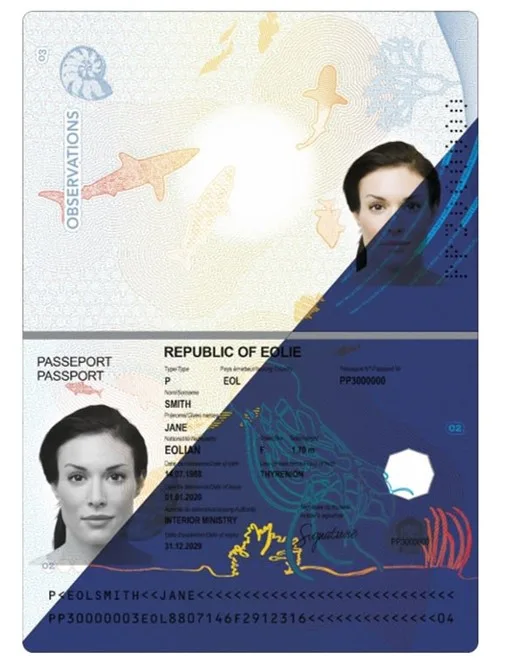 Passport data page photo color or no color in groupe