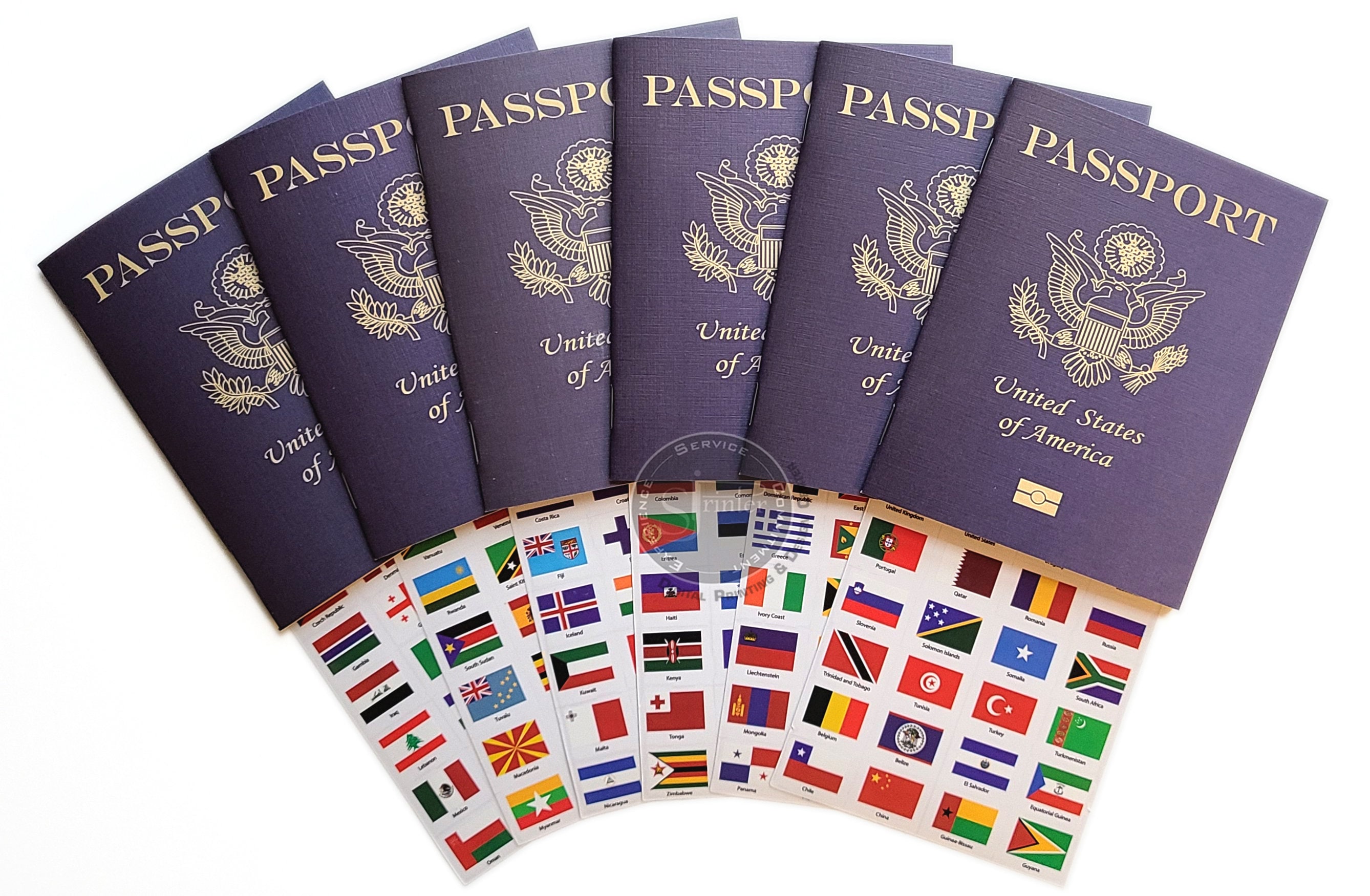 Play passports for kids fake passport notebooks wtravel stickers world flags pretend play party favors decorations journal