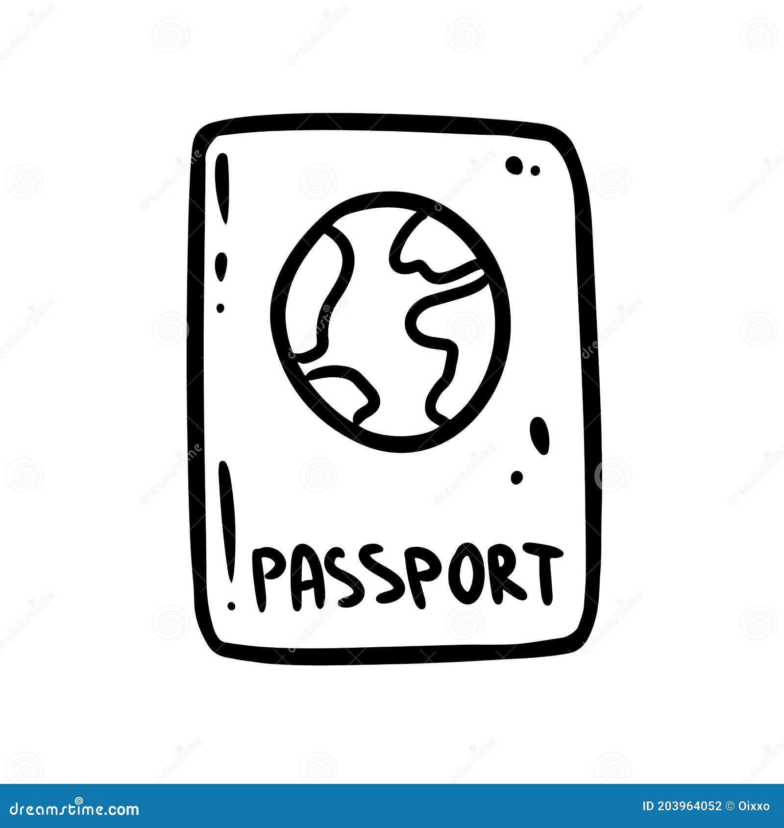 Cute cartoon passport doodle image logo travelogue logo media highlights graphic icon stock vector