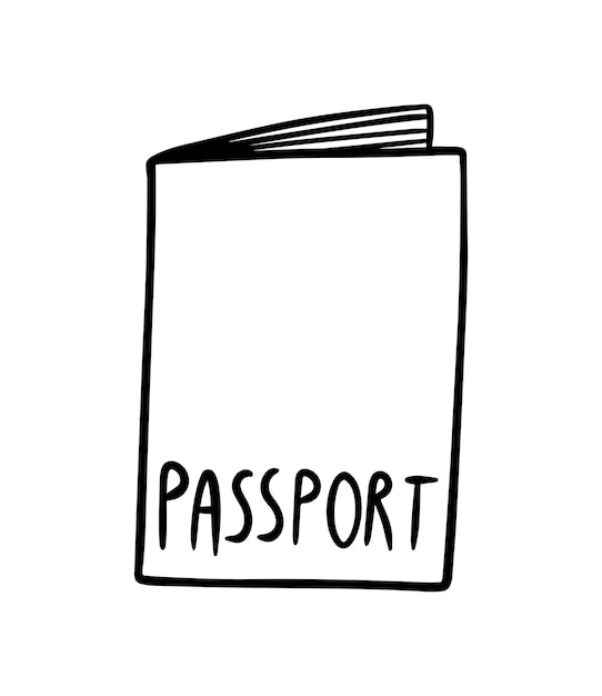 Premium vector passport document confirming the identity of a person doodle linear cartoon coloring