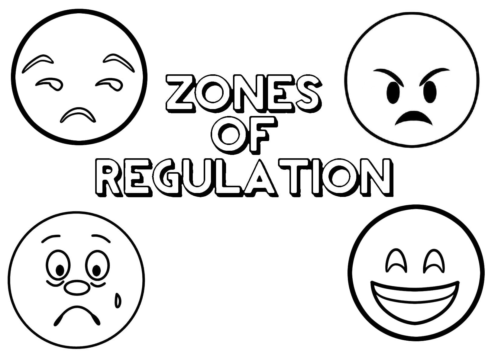 Zones of regulation emoji coloring page