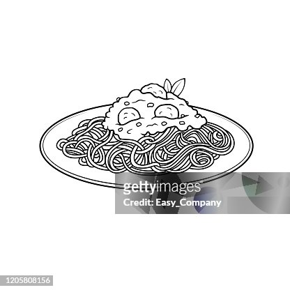 Vector illustration of spaghetti isolated on white background for kids coloring activity worksheetworkbook high