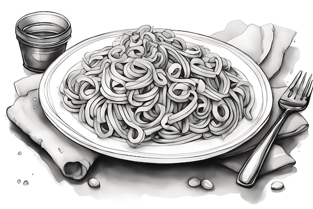 Premium ai image pasta coloring page printable qualityblack and white poster quality