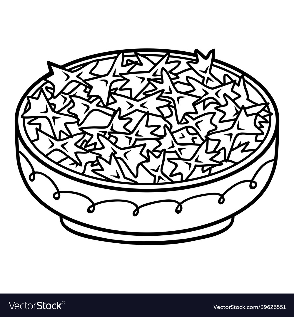 Coloring book pasta farfalle in bowl royalty free vector