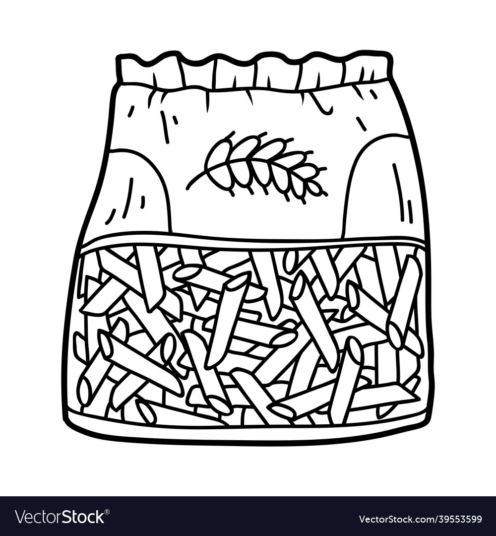 Coloring book penne pasta in bag royalty free vector image