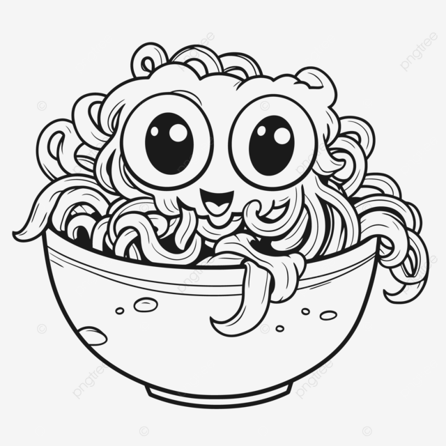 Cute bowl of noodles with black and white coloring pages outline sketch drawing vector owl drawing wing drawing ring drawing png and vector with transparent background for free download