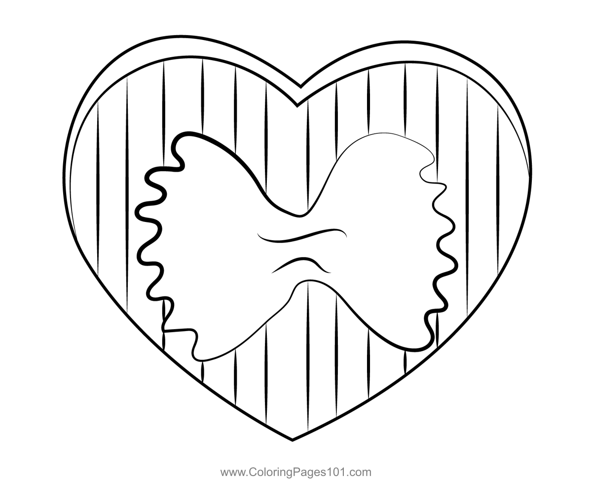 Pasta heart coloring page for kids